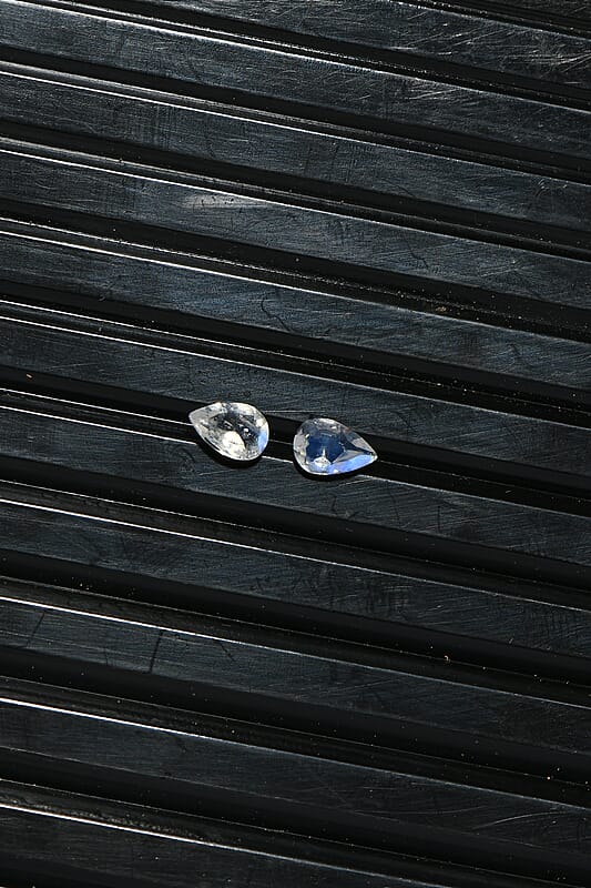 Set of 2 AA Rainbow Moonstone (Pear 6x4 mm) 0.59 ctw Loose Gemstone