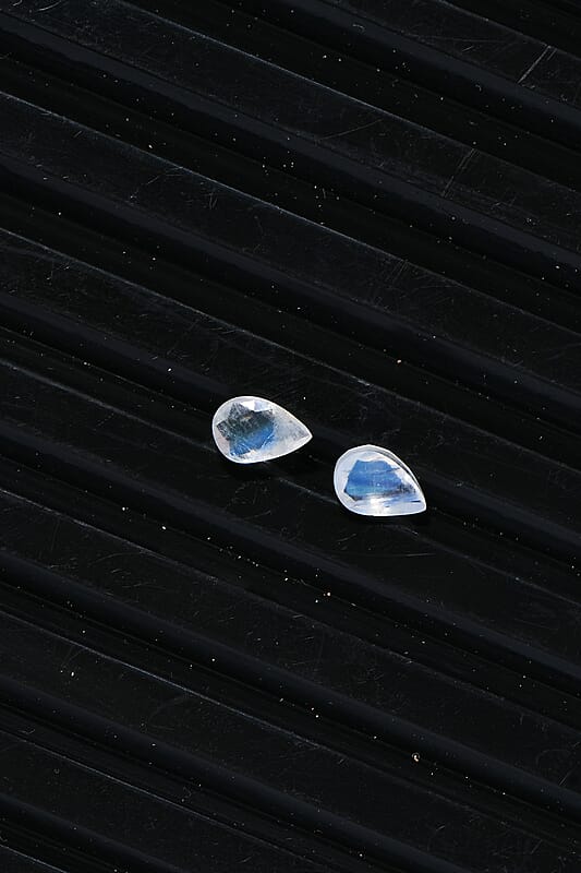 Set of 2 AA Rainbow Moonstone (Pear 6x4 mm) 0.82 ctw Loose Gemstone