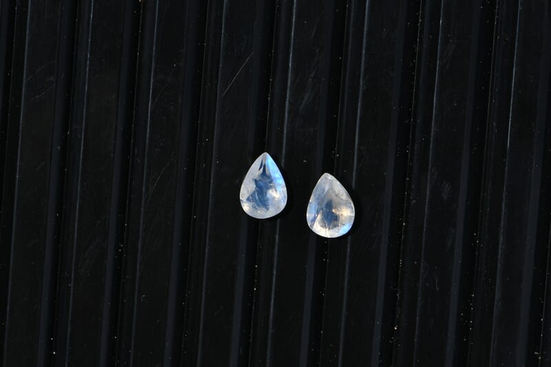 Set of 2 AA Rainbow Moonstone (Pear 7x5 mm) 1.26 ctw Loose Gemstone