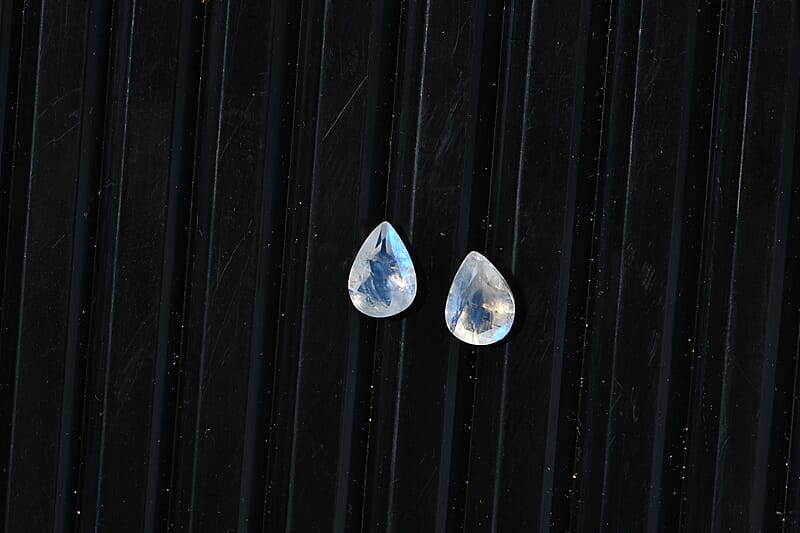 Set of 2 AA Rainbow Moonstone (Pear 7x5 mm) 1.26 ctw Loose Gemstone
