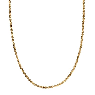 22K Yellow Gold 2.2mm Rope Chain Necklace 20 Inches 4.6 Grams