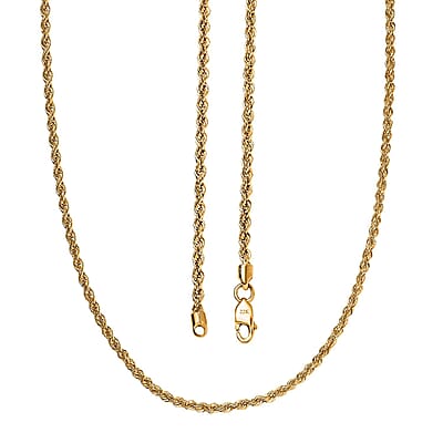 22K Yellow Gold 2.2mm Rope Chain Necklace 20 Inches 4.6 Grams