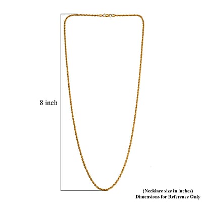 22K Yellow Gold 2.2mm Rope Chain Necklace 20 Inches 4.6 Grams