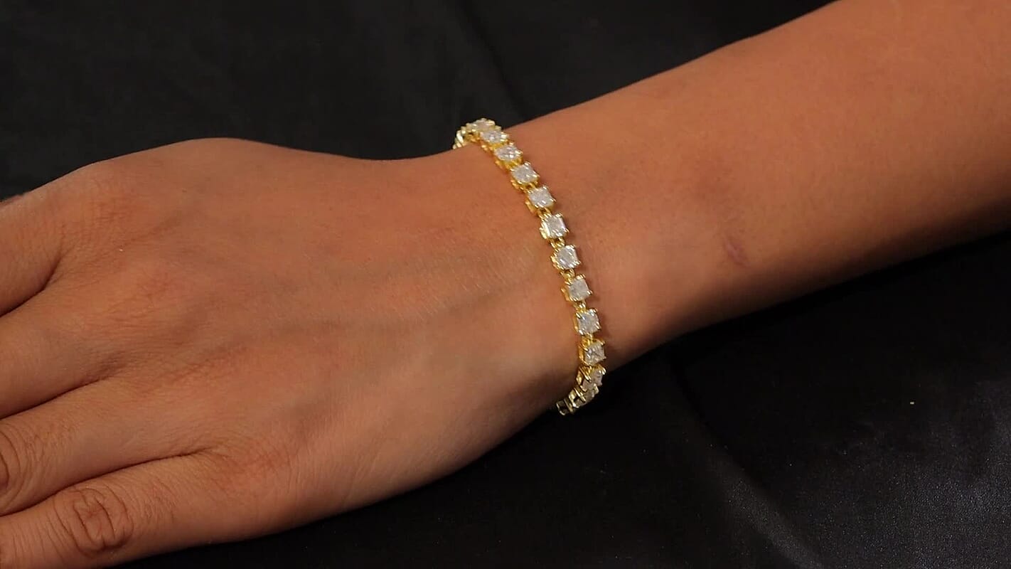 Moissanite (Oct 4x4mm) Bracelet in 18K Vermeil YG Over Sterling Silver (7.50 In) 10.50 ctw