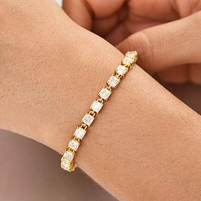 Moissanite 10.50 ctw Bracelet in 18K Vermeil Yellow Gold Over Sterling Silver (7.50 In)
