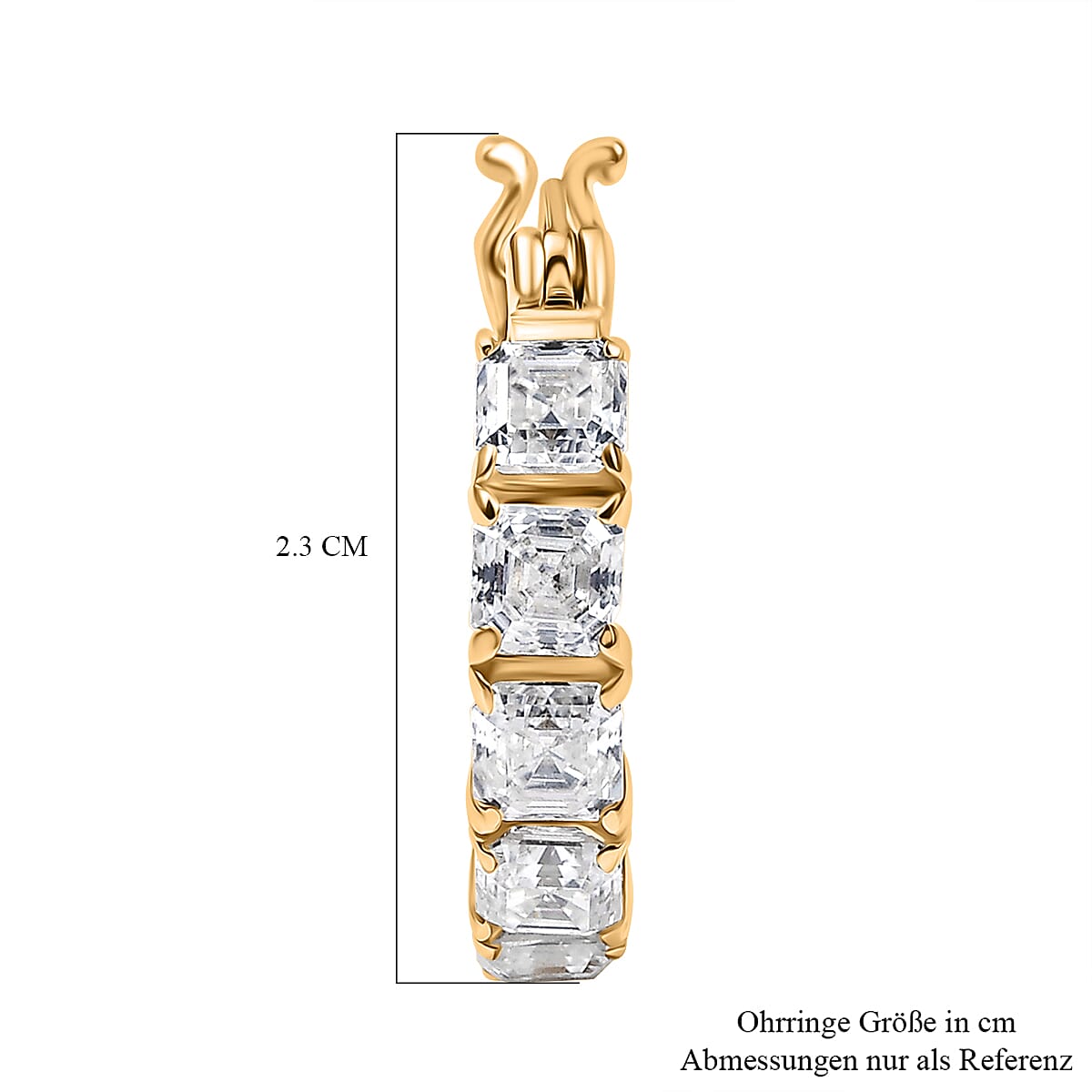 D'Joy Asscher Cut Moissanite 3.50 ctw Hoop Earrings in 18K Vermeil Yellow Gold Over Sterling Silver image number 4