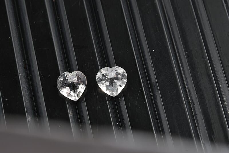 AA White Topaz Set of 2 (Hrt 5mm) 1.02 ctw Loose Gemstone