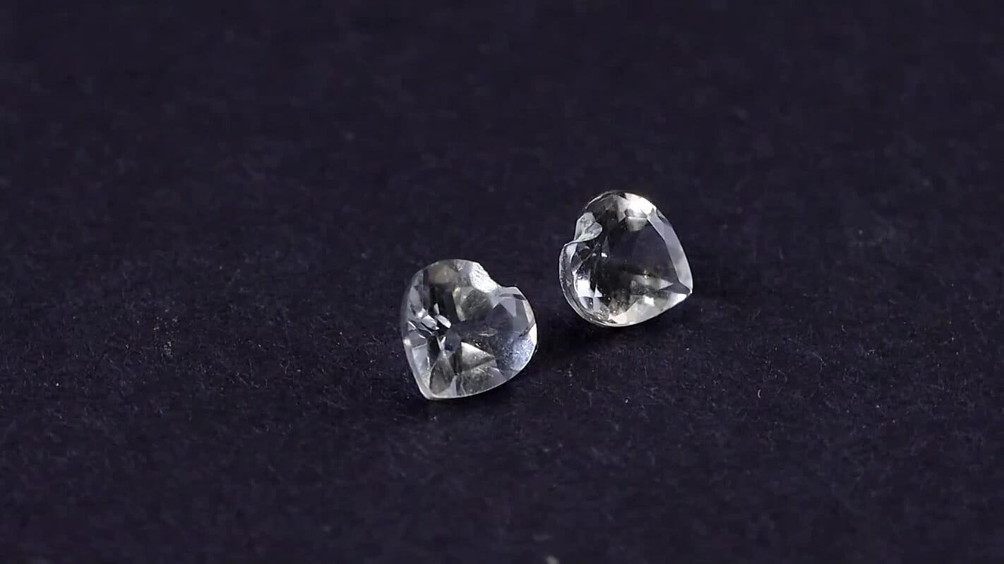 AA White Topaz Set of 2 (Hrt 5mm) 1.02 ctw Loose Gemstone