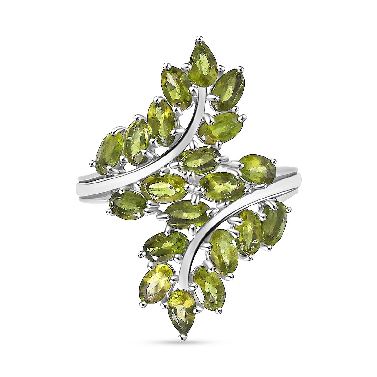 Hebei Peridot 4.20 ctw Ring in Stainless Steel (Size 8.0)