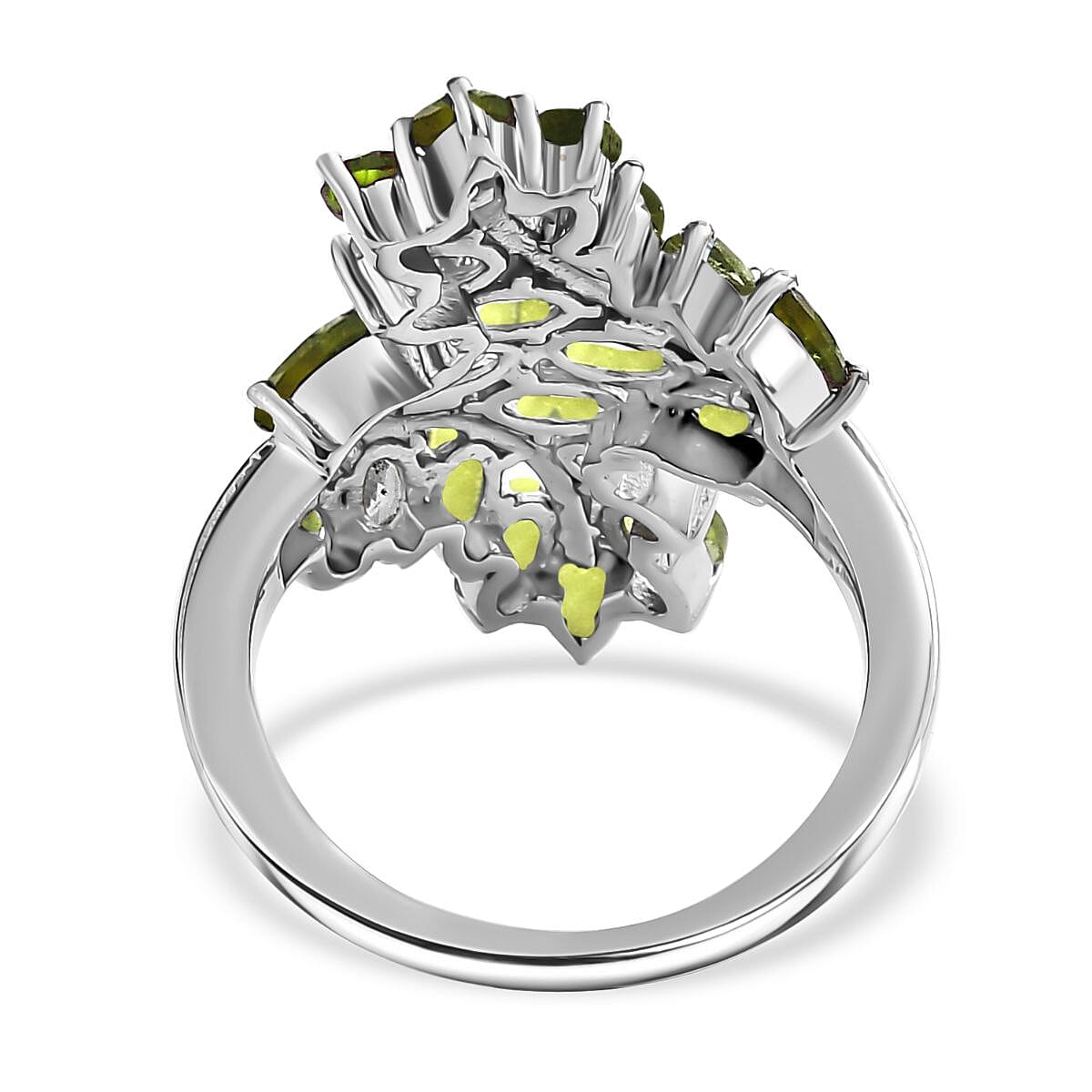 Hebei Peridot 4.20 ctw Ring in Stainless Steel (Size 8.0)