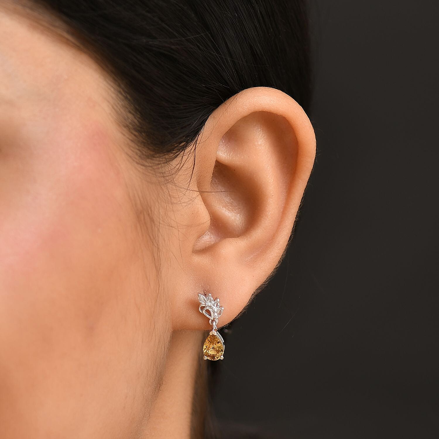 D'Joy Premium Tanzania Yellow Zircon and White Topaz 2.60 ctw Dazzle Drop Earrings in Rhodium Over Sterling Silver