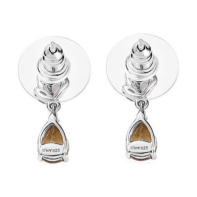 D'Joy Premium Tanzania Yellow Zircon and White Topaz 2.60 ctw Dazzle Drop Earrings in Rhodium Over Sterling Silver