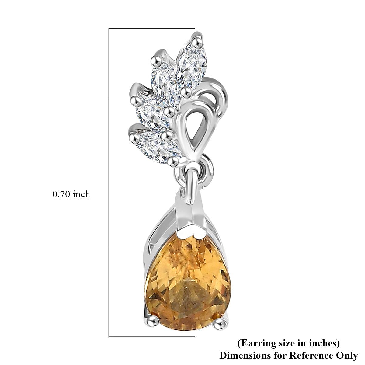 D'Joy Premium Tanzania Yellow Zircon and White Topaz 2.60 ctw Dazzle Drop Earrings in Rhodium Over Sterling Silver image number 5