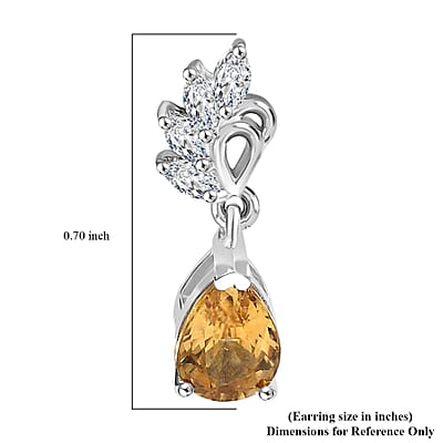 D'Joy Premium Tanzania Yellow Zircon and White Topaz 2.60 ctw Dazzle Drop Earrings in Rhodium Over Sterling Silver