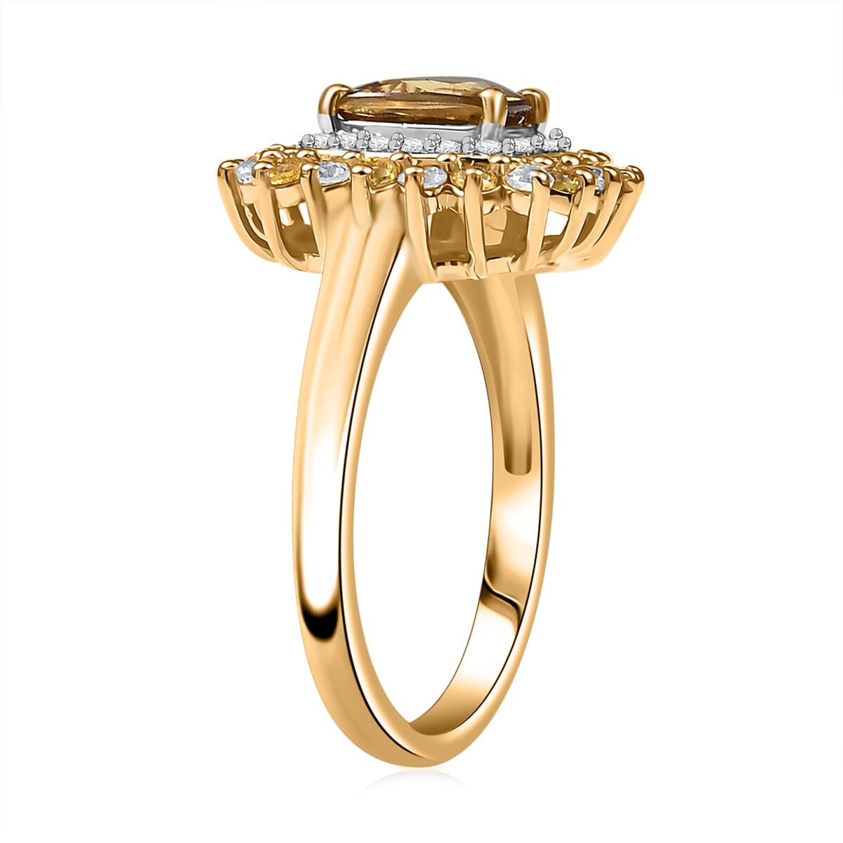 D'Joy Premium Tanzania Yellow Zircon and Multi Gemstone 2.15 ctw Sunburst Serenity Ring in 18K Vermeil Yellow Gold Over Sterling Silver (Size 10.0) image number 3