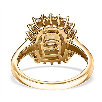 D'Joy Premium Tanzania Yellow Zircon and Multi Gemstone 2.15 ctw Sunburst Serenity Ring in 18K Vermeil Yellow Gold Over Sterling Silver (Size 10.0)