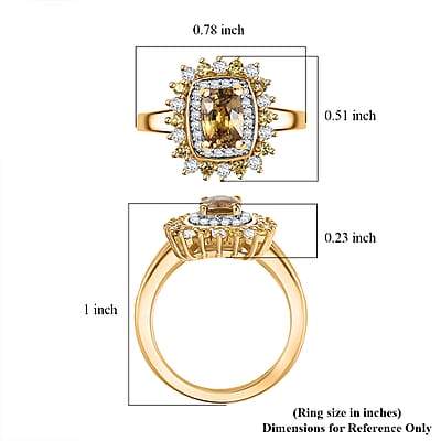 D'Joy Premium Tanzania Yellow Zircon and Multi Gemstone 2.15 ctw Sunburst Serenity Ring in 18K Vermeil Yellow Gold Over Sterling Silver (Size 10.0)