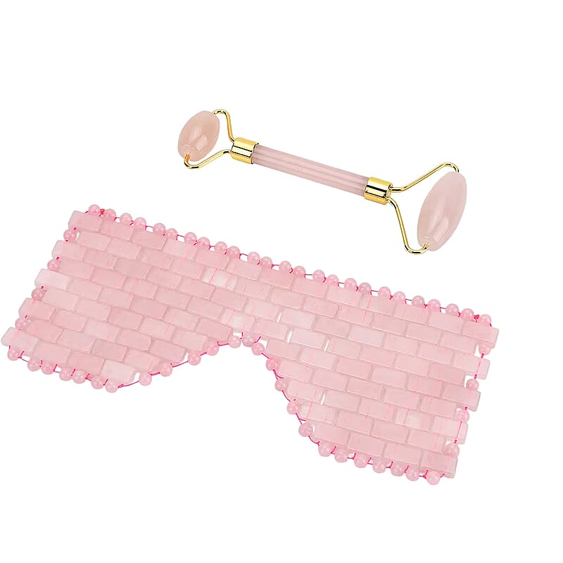 Rose Quartz Eye Mask with Face Roller