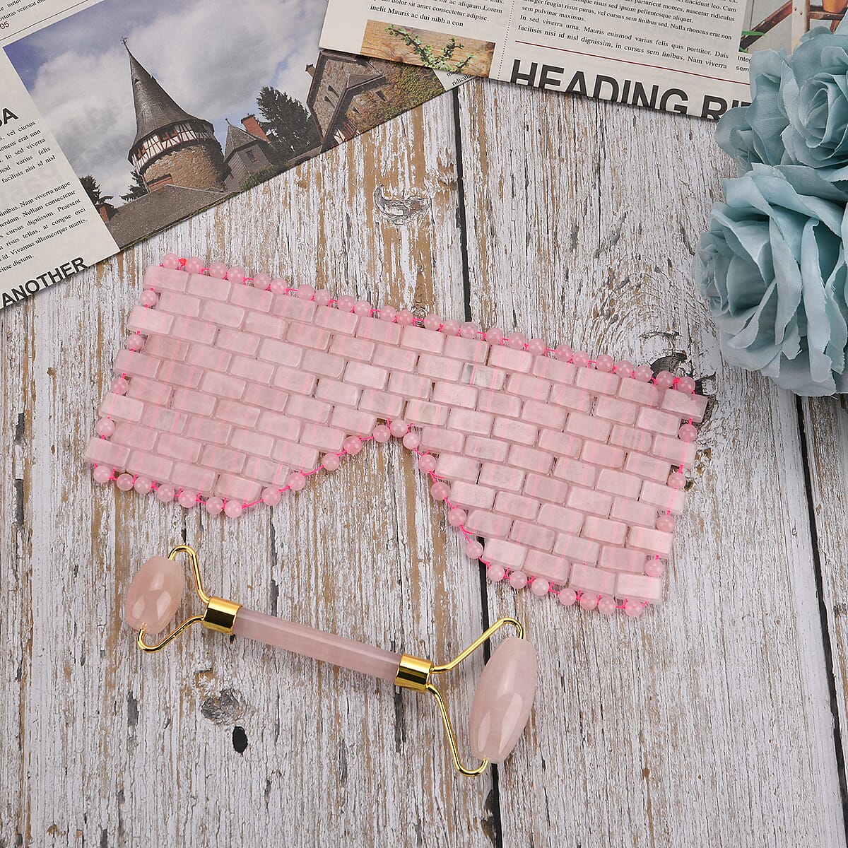Rose Quartz Eye Mask with Face Roller image number 1