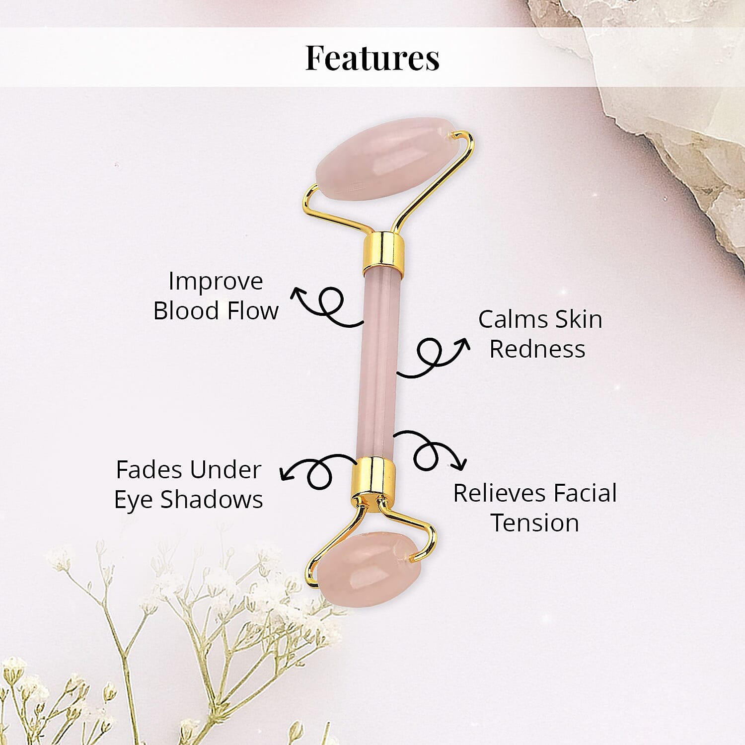 Rose Quartz Eye Mask with Face Roller