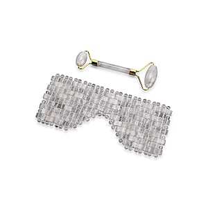 Rock Crystal Quartz Eye Mask (8.28x3.54) with Face Roller (5.82x1.57x2.36)