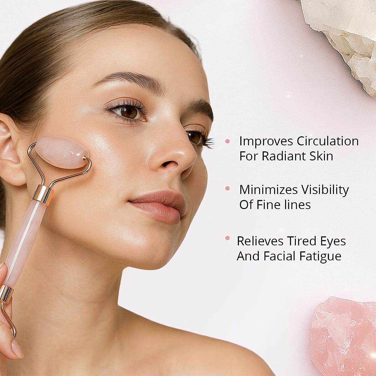 Rock Crystal Quartz Eye Mask (8.28x3.54) with Face Roller (5.82x1.57x2.36) image number 2