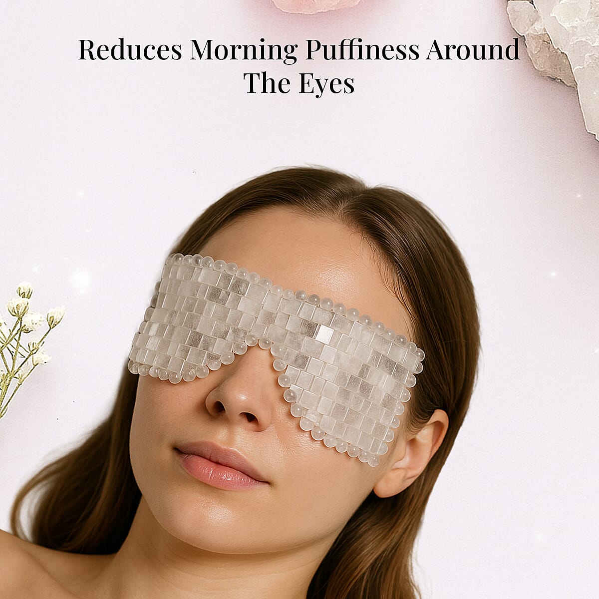 Rock Crystal Quartz Eye Mask (8.28x3.54) with Face Roller (5.82x1.57x2.36) image number 5