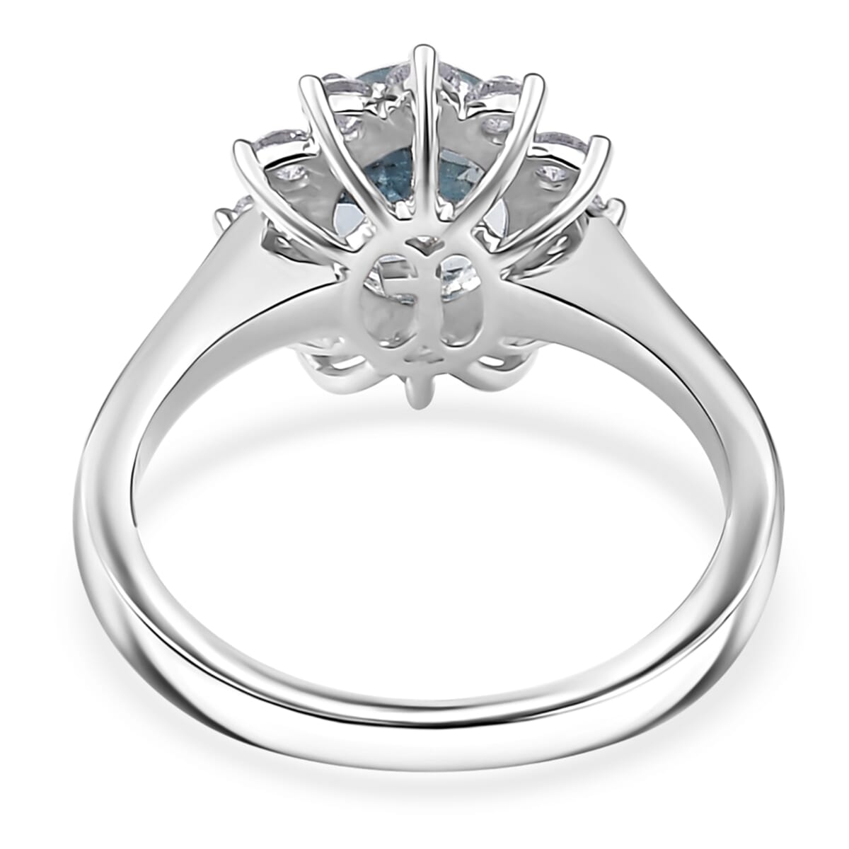 Certified & Appraised 10K White Gold AAA Mangoro Aquamarine, Luxuriant Lab Grown Diamond (G-H, SI) Ring (Size 10.0) (Del. in 12 -15 Days) 2.18 ctw image number 4