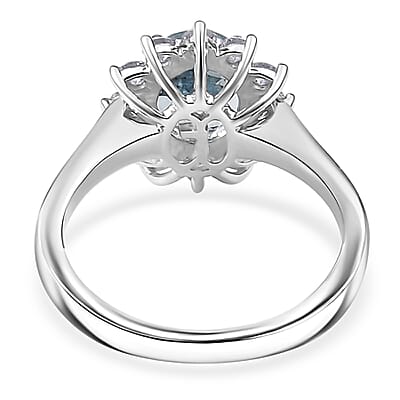 AAA Mangoro Aquamarine and Luxuriant Lab Grown Diamond G-H SI 2.18 ctw Ring in 10K White Gold (Size 10.0) (Del. in 12 -15 Days)