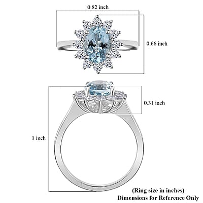AAA Mangoro Aquamarine and Luxuriant Lab Grown Diamond G-H SI 2.18 ctw Ring in 10K White Gold (Size 10.0) (Del. in 12 -15 Days)