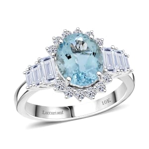 AAA Mangoro Aquamarine and Luxuriant Lab Grown Diamond G-H SI 3.47 ctw Ring in 10K White Gold (Size 10.0)
