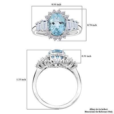 AAA Mangoro Aquamarine and Luxuriant Lab Grown Diamond G-H SI 3.47 ctw Ring in 10K White Gold (Size 10.0)