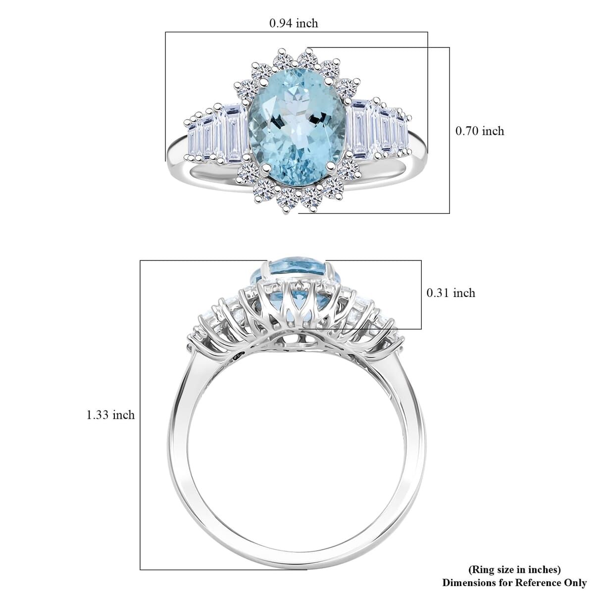 Certified & Appraised 10K White Gold AAA Mangoro Aquamarine, Luxuriant Lab Grown Diamond (G-H, SI) Ring (Size 11.0) (Del in 12 -15 Days) 3.47 ctw image number 5