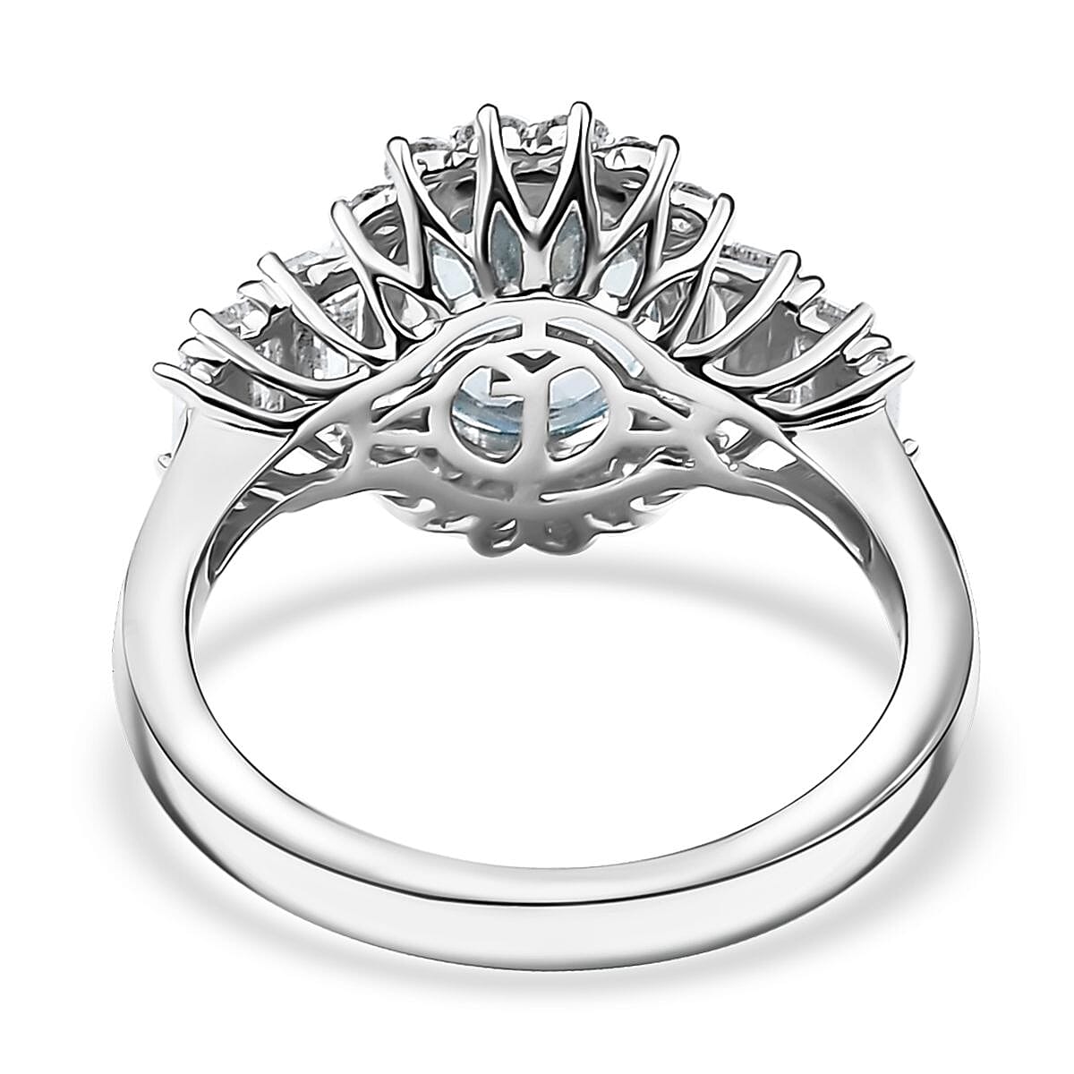 AAA Mangoro Aquamarine and Luxuriant Lab Grown Diamond G-H SI 3.47 ctw Ring in 10K White Gold (Size 6.0) image number 4