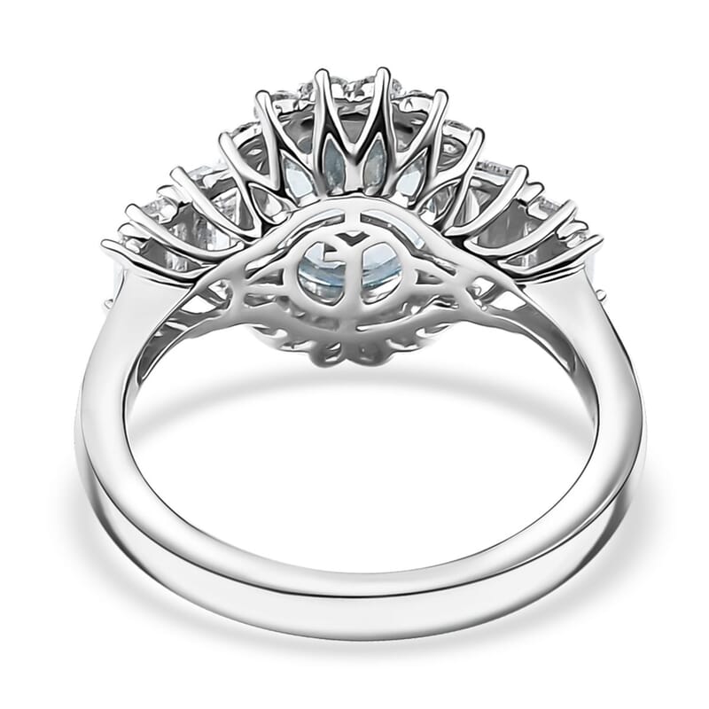 AAA Mangoro Aquamarine and Luxuriant Lab Grown Diamond G-H SI 3.47 ctw Ring in 10K White Gold (Size 6.0)