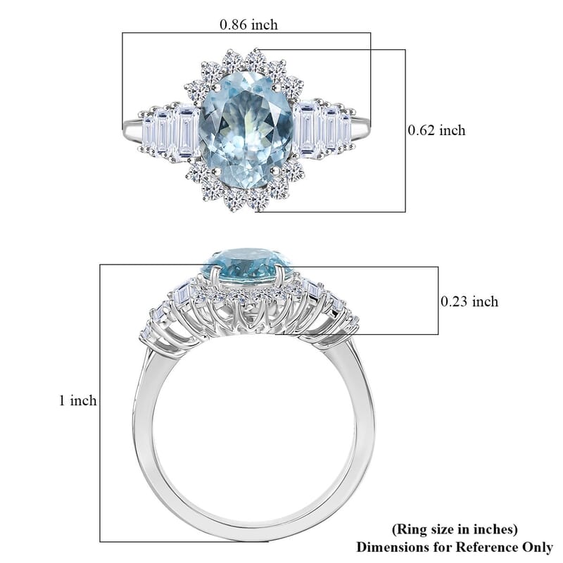 AAA Mangoro Aquamarine and Luxuriant Lab Grown Diamond G-H SI 3.47 ctw Ring in 10K White Gold (Size 6.0)