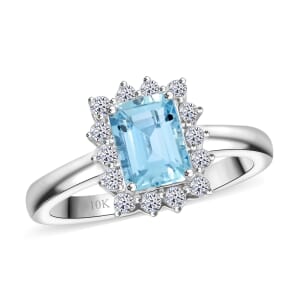 Certified & Appraised AAA Mangoro Aquamarine and Luxuriant Lab Grown Diamond G-H SI 1.84 ctw Ring in 10K White Gold (Size 10.0)