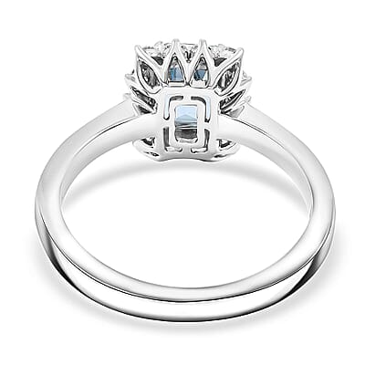Certified & Appraised AAA Mangoro Aquamarine and Luxuriant Lab Grown Diamond G-H SI 1.84 ctw Ring in 10K White Gold (Size 10.0)