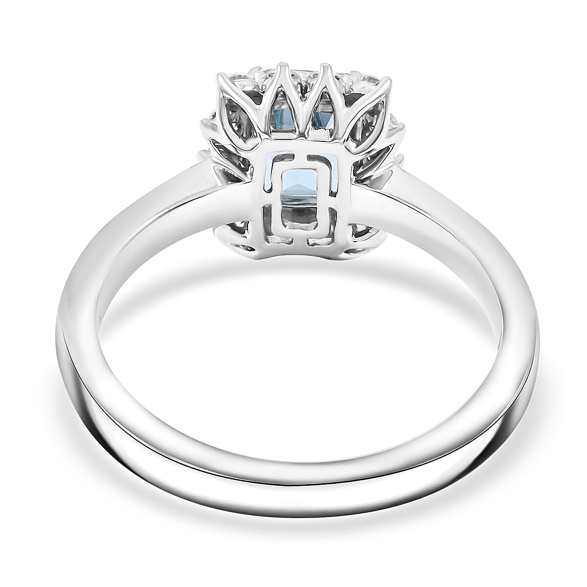 Certified & Appraised AAA Mangoro Aquamarine and Luxuriant Lab Grown Diamond G-H SI 1.84 ctw Ring in 10K White Gold (Size 7.0) image number 4