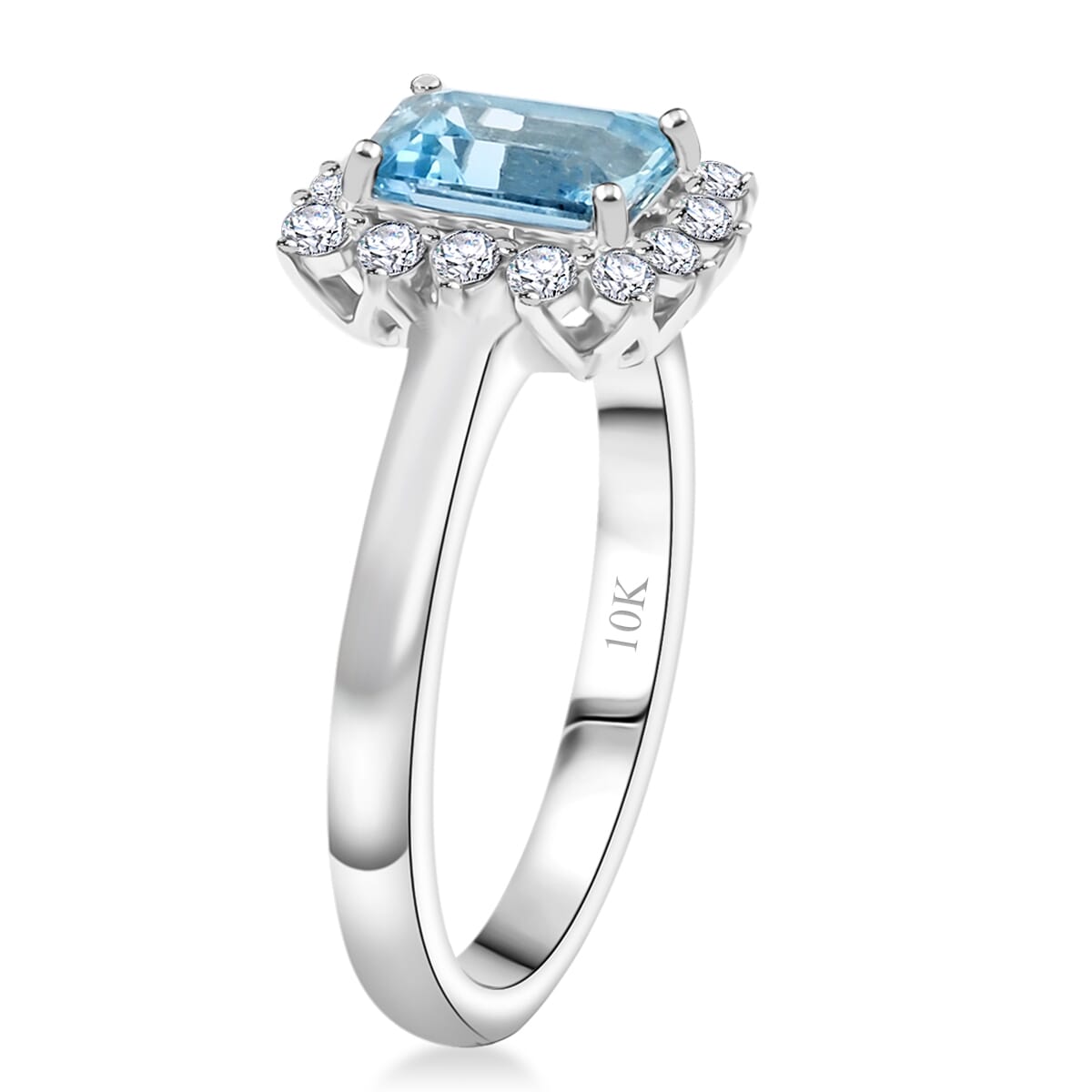 Certified & Appraised AAA Mangoro Aquamarine and Luxuriant Lab Grown Diamond G-H SI 1.84 ctw Ring in 10K White Gold (Size 9.0) image number 3