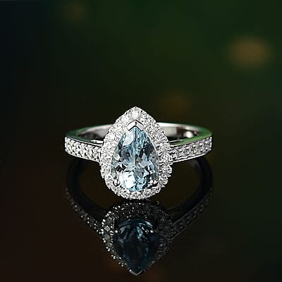 AAA Mangoro Aquamarine and Luxuriant Lab Grown Diamond G-H SI 2.02 ctw Ring in 10K White Gold (Size 10.0) (Del in 12 -15 Days)