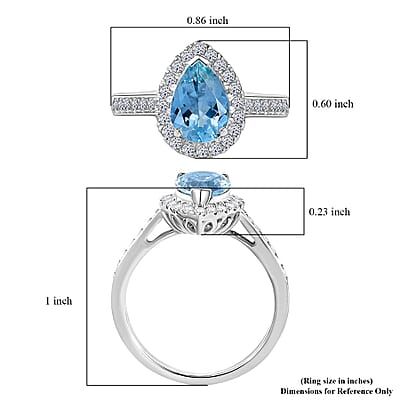 AAA Mangoro Aquamarine and Luxuriant Lab Grown Diamond G-H SI 2.02 ctw Ring in 10K White Gold (Size 10.0) (Del in 12 -15 Days)