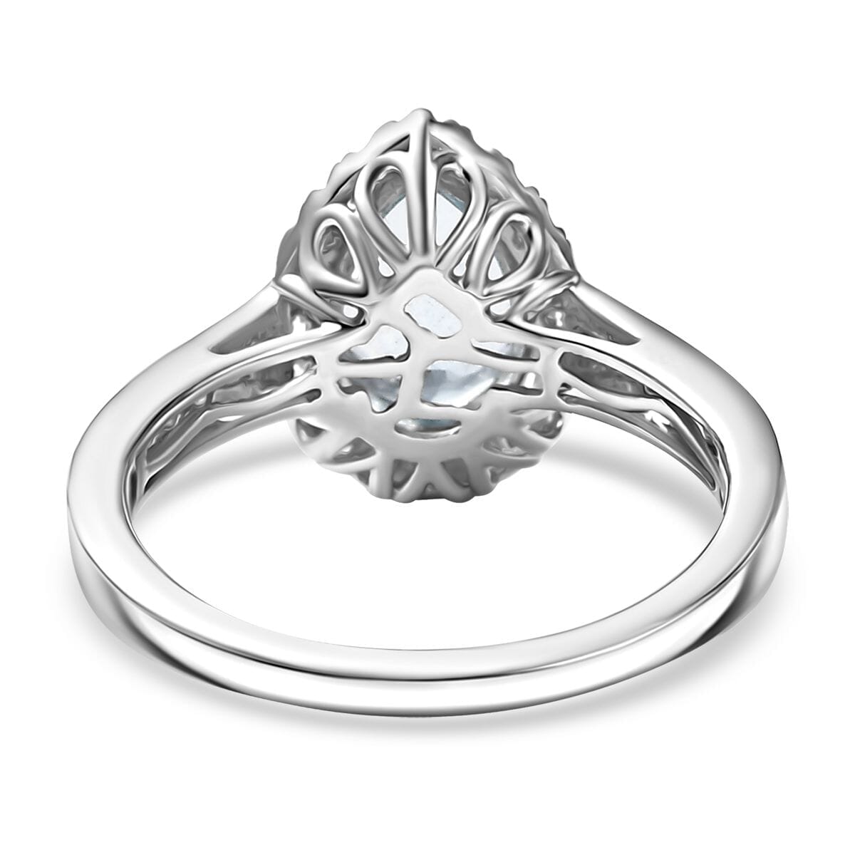 Certified & Appraised AAA Mangoro Aquamarine and Luxuriant Lab Grown Diamond G-H SI 2.02 ctw Ring in 10K White Gold (Size 6.0) (Del in 12 -15 Days) image number 4