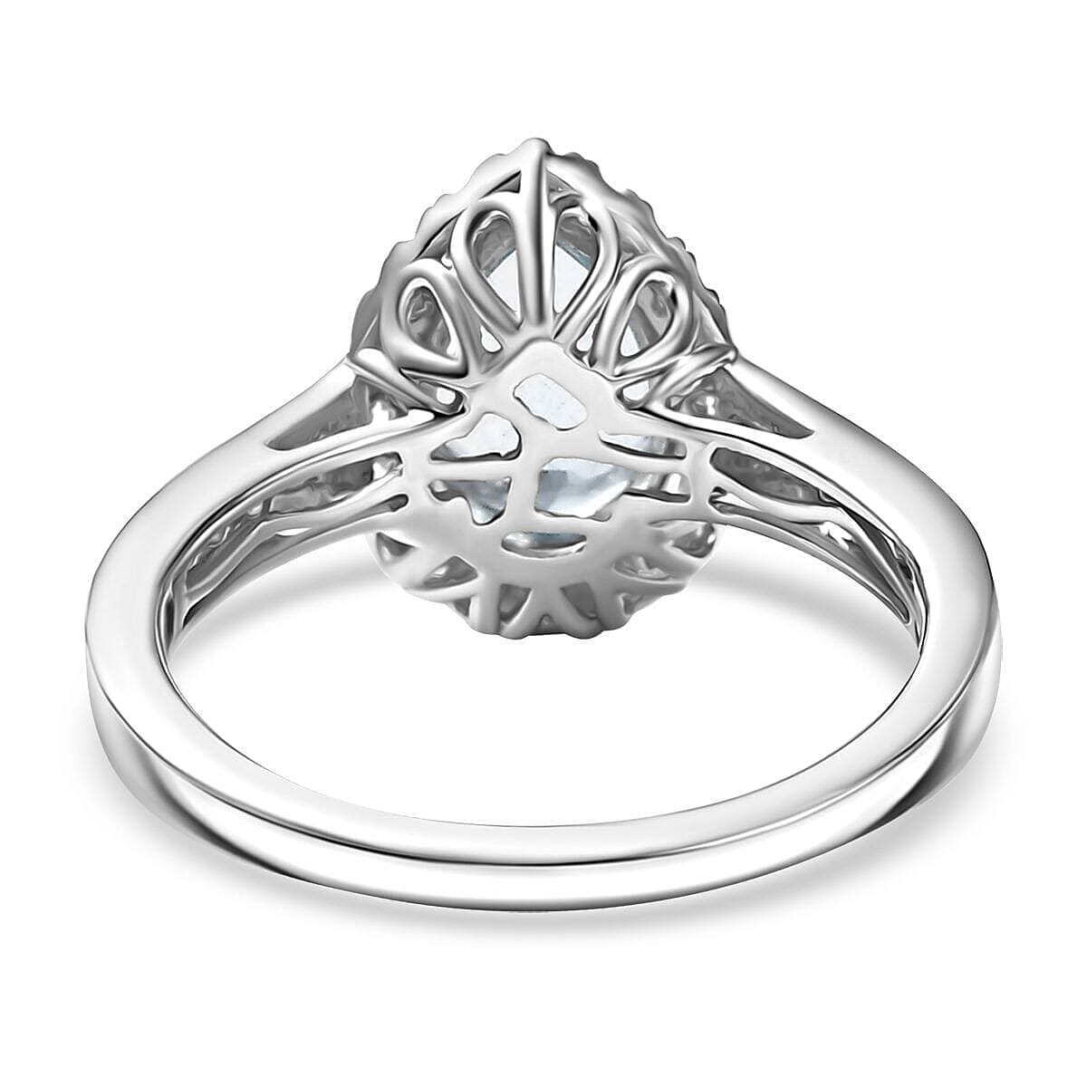 Certified & Appraised 10K White Gold AAA Mangoro Aquamarine, Luxuriant Lab Grown Diamond (G-H, SI) Ring (Size 6.5) (Del in 12 -15 Days) 2.02 ctw image number 4