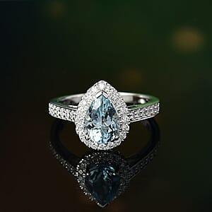 AAA Mangoro Aquamarine and Luxuriant Lab Grown Diamond G-H SI 2.02 ctw Ring in 10K White Gold (Size 7.0) (Del in 12 -15 Days)