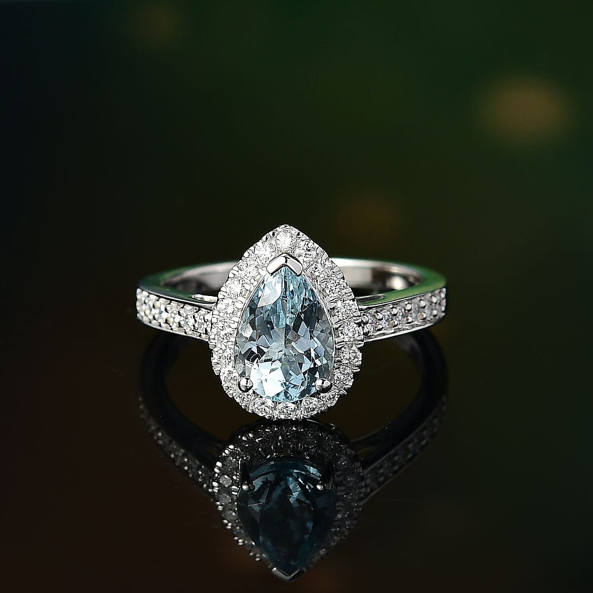 AAA Mangoro Aquamarine and Luxuriant Lab Grown Diamond G-H SI 2.02 ctw Ring in 10K White Gold (Size 9.0) (Del in 12 -15 Days) image number 1