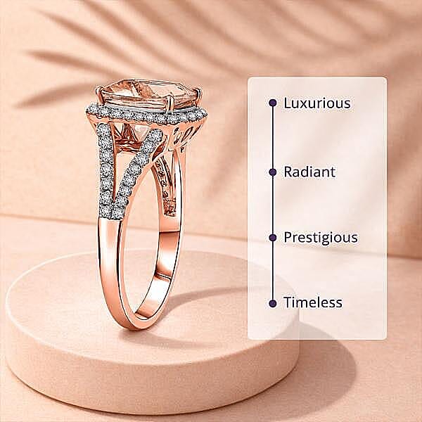 Certified & Appraised Luxoro 10K Rose Gold AAA Marropino Morganite, Diamond (G-H, I2) Ring (Size 5.0) 3.91 ctw