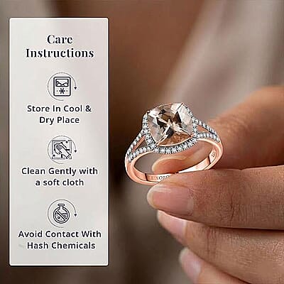 Certified & Appraised Luxoro 10K Rose Gold AAA Marropino Morganite, Diamond (G-H, I2) Ring (Size 5.0) 3.91 ctw