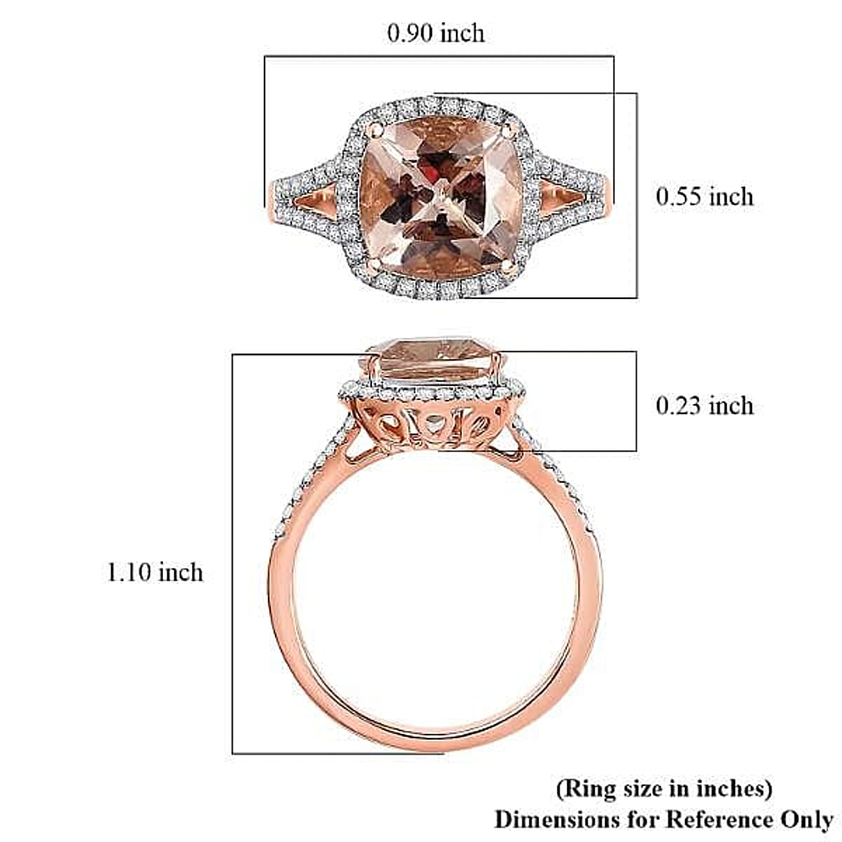 Certified & Appraised Luxoro 10K Rose Gold AAA Marropino Morganite, Diamond (G-H, I2) (0.45 cts) Ring (Size 10.0) (Del. in 10-15 Days) 3.91 ctw image number 5