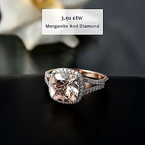 Certified & Appraised Luxoro 10K Rose Gold AAA Marropino Morganite, Diamond (G-H, I2) (0.45 cts) Ring (Size 10.0) (Del. in 10-15 Days) 3.91 ctw